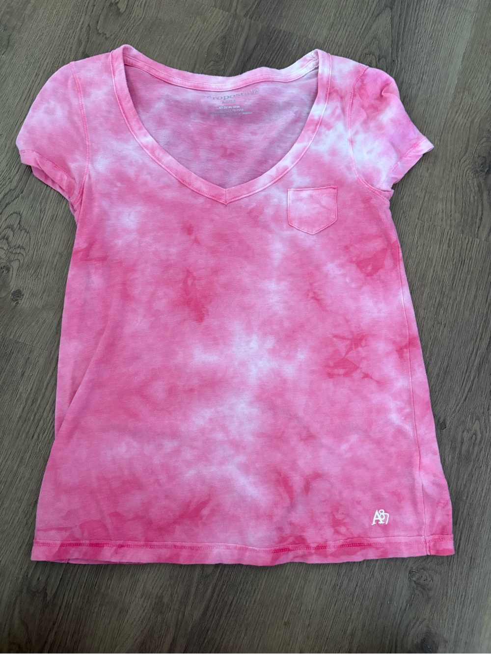 Aeropostale Pink Tie-Dye V-Neck Short Sleeve Tee Y2K Medium